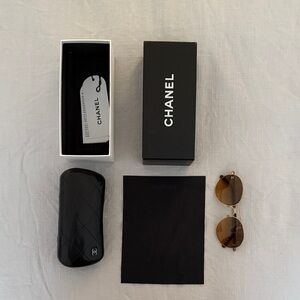 CHANEL Brown and Gold Sunglasses
